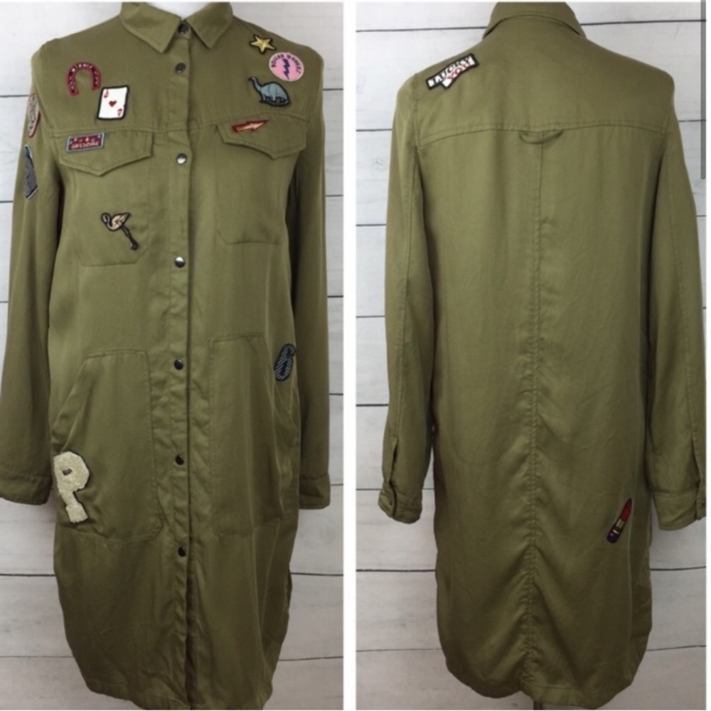 Zara Overshirt with Patches in Khaki Green